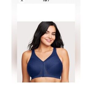Lot of 2 Glamorise Navy Blue Wireless Magic Lift, Posture, Front Close Bras 44DD